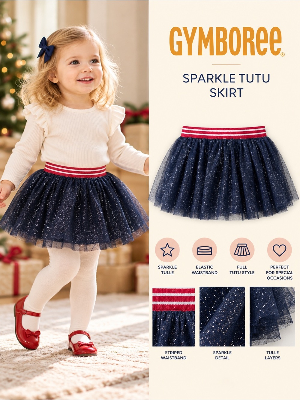 GYMBOREE Baby Navy Sparkle Tutu Skirt 18-24 Months NWT